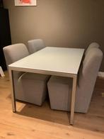 Eettafel met 4 stoelen, Huis en Inrichting, Ophalen, Gebruikt, 50 tot 100 cm, Glas