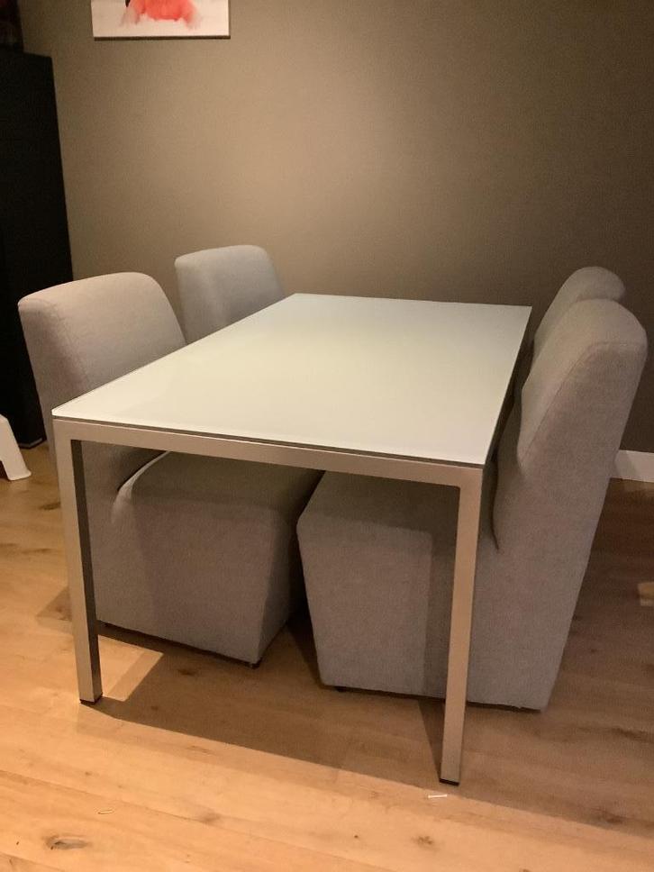 Eettafel met 4 stoelen, Huis en Inrichting, Tafels | Eettafels, Gebruikt, 50 tot 100 cm, 150 tot 200 cm, Vier personen, Rechthoekig