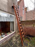 Mooie originele houten en zeer lange schildertrap, Ophalen, Zo goed als nieuw, Ladder, Opvouwbaar of Inschuifbaar