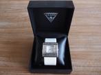 Mooie Guess dames horloge diamanten strass kast witte band, Staal, Guess, Polshorloge, Kunststof