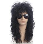 Lang Zwart Haar Heren Pruik Rock Rocker Haarstukje Mannen, Sieraden, Tassen en Uiterlijk, Uiterlijk | Haarverzorging, Verzenden