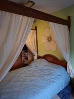 Mooi grenen 2 persoons hemelbed incl. matras, Huis en Inrichting, Slaapkamer | Bedden, Ophalen, Gebruikt, Bruin, Tweepersoons