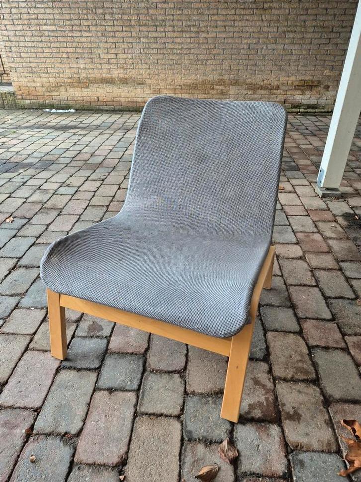 Ikea Nolmyra fauteuil - berkenfineer & grijze mesh, Huis en Inrichting, Banken | Sofa's en Chaises Longues, Gebruikt, Eenpersoons