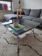 Rookglas salontafel - chroom, space age / Bauhaus stijl, Huis en Inrichting, Tafels | Salontafels, Ophalen, Gebruikt, 50 tot 100 cm