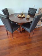 Mooi eethoek met 4 stoelen, Huis en Inrichting, Tafels | Eettafels, Ophalen, Rond, Zo goed als nieuw, 100 tot 150 cm