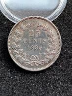 Prachtige schaarse 25 Cent 1893, Zilver, Koningin Wilhelmina, Ophalen of Verzenden, Losse munt