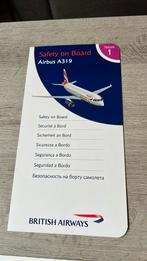 British airways A319, A320 en A321 safety card, Verzamelen, Ophalen of Verzenden, Zo goed als nieuw, Kaart, Foto of Prent