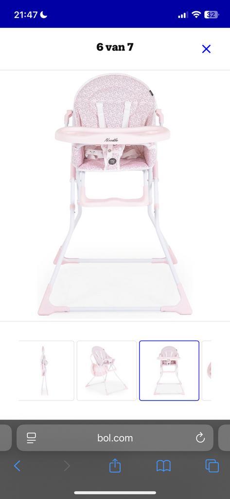 Moni Noodle inklapbare Kinderstoel Kleur: roze, wit, Kinderen en Baby's, Kinderstoelen, Nieuw, Inklapstoel, Afneembaar eetblad