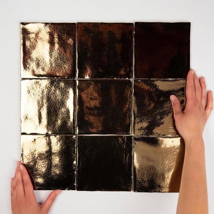 Wandtegels Goud 13x13 7m2, Doe-het-zelf en Verbouw, Tegels, Nieuw, Wandtegels, Keramiek, Minder dan 20 cm, Minder dan 20 cm, 5 tot 10 m²