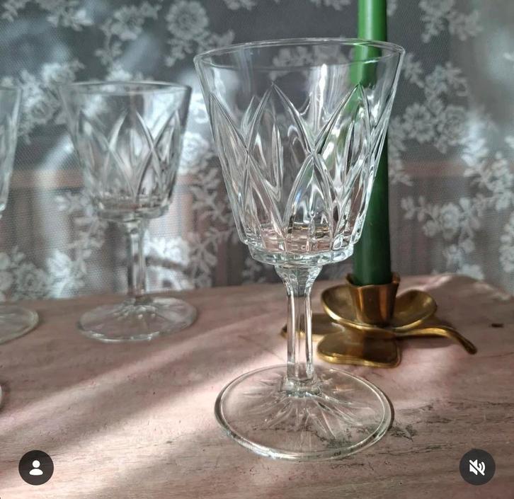 Prachtige set vintage wijnglazen, Antiek en Kunst, Antiek | Glas en Kristal, Ophalen of Verzenden