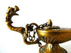 Messing Aladdin lamp olielamp met gravering handvat draak, Antiek en Kunst, Ophalen of Verzenden