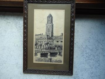 Prachtige gesigneerde Pentekening Peperbus Zwolle 1926 beschikbaar voor biedingen