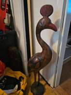 Houten Kraanvogel Beeld - 80 cm, Ophalen of Verzenden