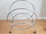 Trolley, glas en chroom, Huis en Inrichting, Ophalen, Gebruikt, Glas, 60 cm of meer
