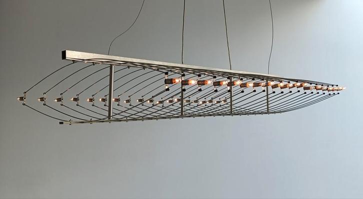 Quasar Fieltebek hanglamp, Huis en Inrichting, Lampen | Hanglampen, Zo goed als nieuw, Minder dan 50 cm, Metaal, Ophalen