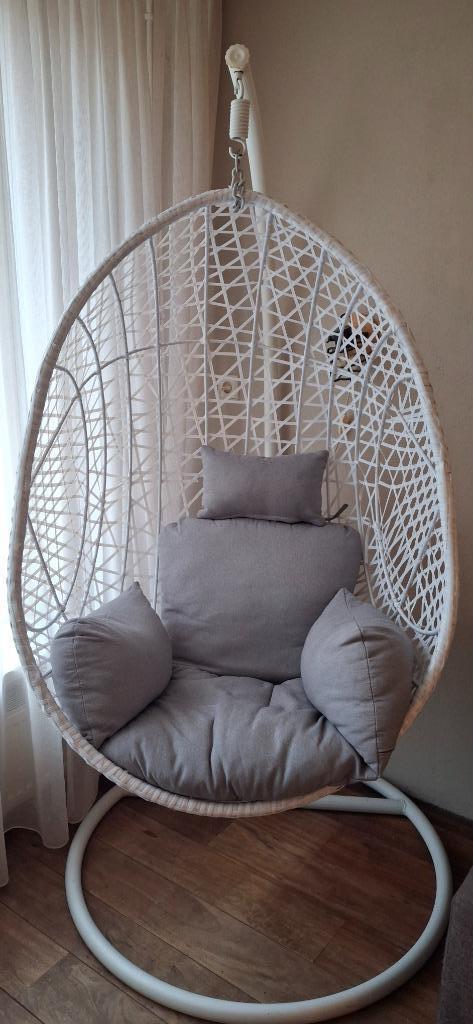 witte hangstoel, Huis en Inrichting, Stoelen, Gebruikt, Eén, Kunststof, Wit, Ophalen