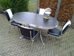 Amerikaanse Bel Air diner tafel + 4 stoelen sixties fifties, Ophalen, Zwart, Zo goed als nieuw, Vier