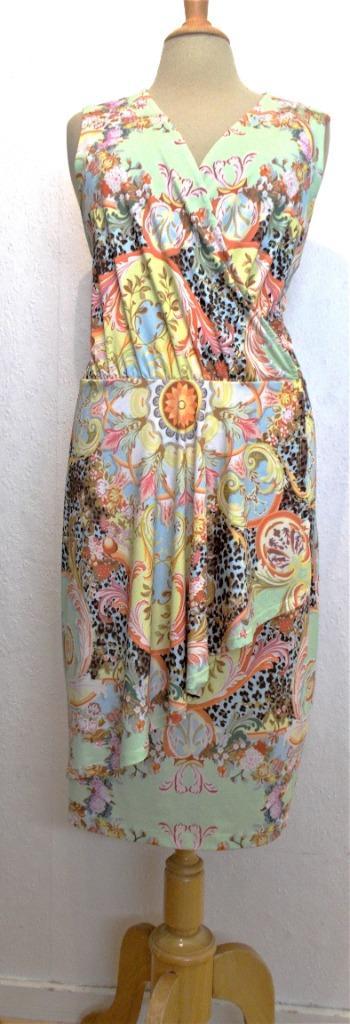 Mooie print jurk van Etoile du Monde! L/XL, Kleding | Dames, Jurken, Zo goed als nieuw, Maat 42/44 (L), Groen, Onder de knie, Verzenden