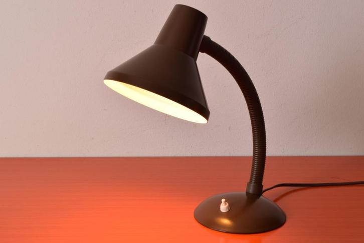 Retro vintage stalen jaren 70 lamp / tafellamp met buigarm, Antiek en Kunst, Antiek | Lampen, Ophalen of Verzenden