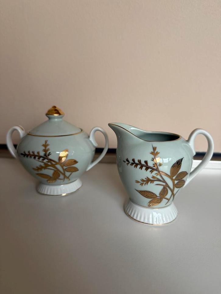 Vintage Mintgroen Melkkannetje & Suikerpot, Huis en Inrichting, Keuken | Servies, Zo goed als nieuw, Overige typen, Overige stijlen