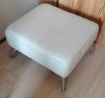Wit leren poef hocker 55x62x35cm, Ophalen, Gebruikt, 50 tot 75 cm, Leer