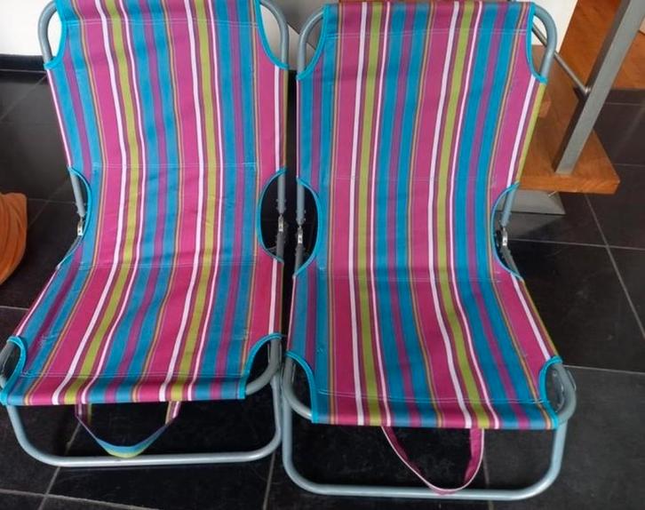 Vintage Inklapbare Campingstoeltjes (2), Tuin en Terras, Tuinstoelen, Gebruikt, Metaal, Inklapbaar, Ophalen