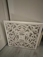 wit houten wandbord met motief, Huis en Inrichting, Woonaccessoires | Wanddecoraties, Ophalen of Verzenden, Zo goed als nieuw