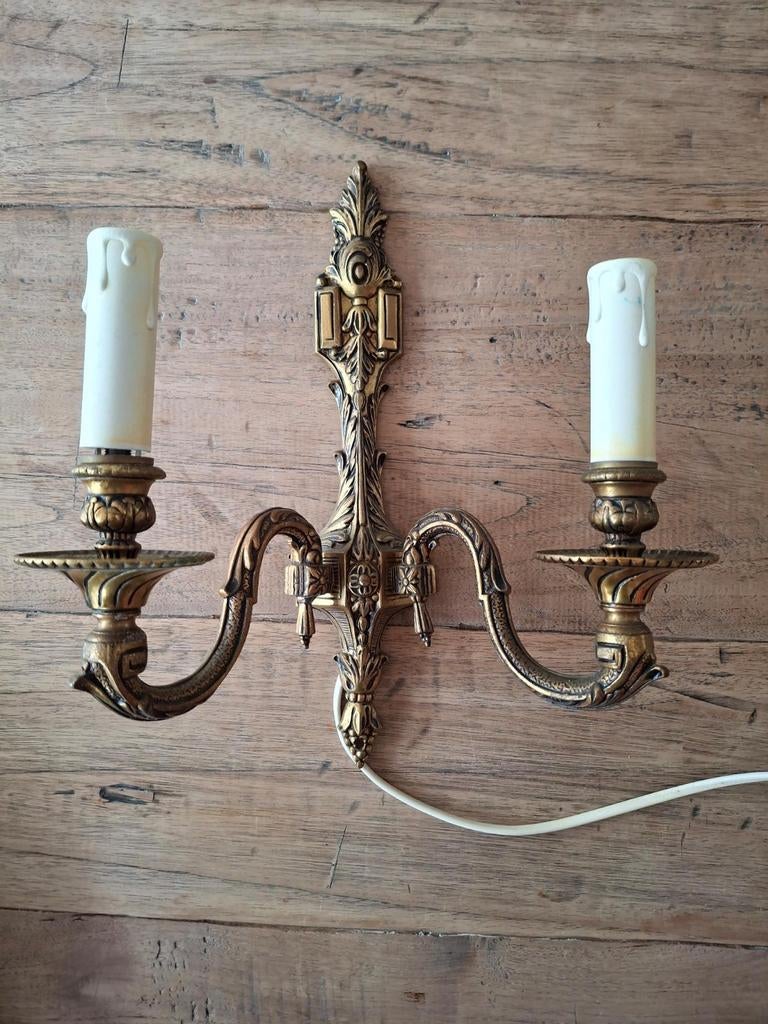 Antieke bronzen kandelaars/wandlampen - 31x27 cm, Antiek en Kunst, Antiek | Kandelaars, Ophalen of Verzenden