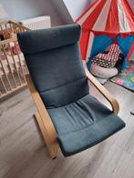 Ikea stoel poang fauteuil wit donkerblauw, Ophalen, 75 tot 100 cm, Stof, 50 tot 75 cm