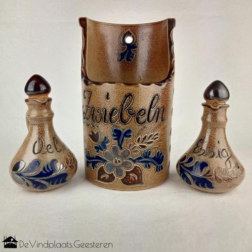 Steengoed Westerwald - set olie, azijn en uien, Antiek en Kunst, Curiosa en Brocante, Ophalen of Verzenden