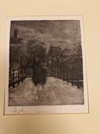 Ets Winteravond - Sfeervolle voorstelling, Antiek en Kunst, Kunst | Etsen en Gravures, Ophalen of Verzenden