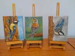 Partij 13 - schilderijen koolmees 2x en vink - eigen werk, Ophalen of Verzenden