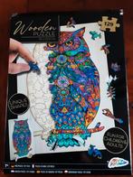 Houten puzzel 129 stukjes, uil, met standaard, Hobby en Vrije tijd, Denksport en Puzzels, Ophalen of Verzenden, Minder dan 500 stukjes