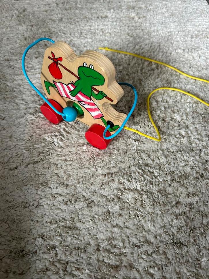 Houten Kikker Trekfiguur met Kralenbaan, Kinderen en Baby's, Speelgoed | Houten speelgoed, Zo goed als nieuw, Duw- of Trekspeelgoed