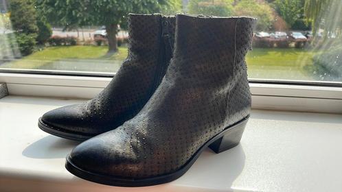 Mjus enkellaarsjes brons/zwart maat 38, Kleding | Dames, Schoenen, Zo goed als nieuw, Lage of Enkellaarzen, Zwart, Ophalen of Verzenden