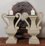 2 grote antieke houten kandelaars / altaarkandelaar vaas, Antiek en Kunst, Ophalen of Verzenden, Overige materialen