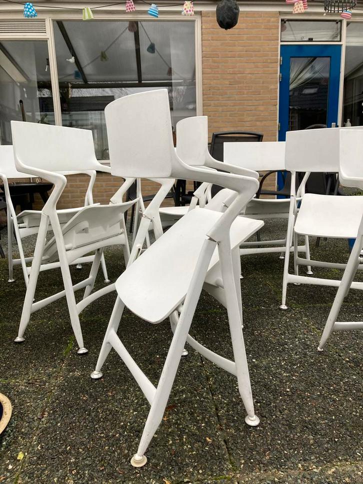 8 Vintage Originele Kartell Dolly Klapstoelen, Huis en Inrichting, Stoelen, Gebruikt, Vijf, Zes of meer stoelen, Kunststof, Wit