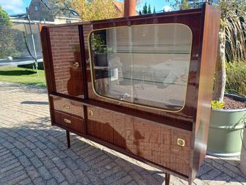 Vintage Mahoniehouten Dressoir/Vitrinekast - Jaren 60 beschikbaar voor biedingen