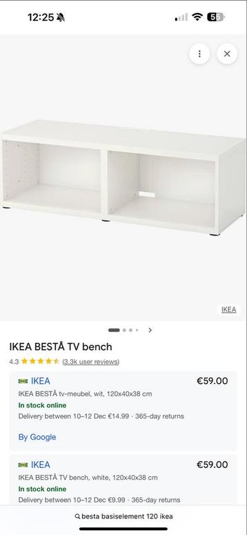 IKEA Besta Basiselement Wit - 120x40x38 - afbeelding 1