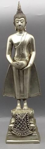 Grote Brons verzilverd boeddha beeld van 37 cm hoog, Ophalen of Verzenden, Zo goed als nieuw