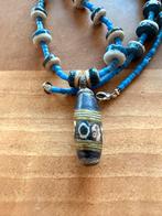 Vintage Kralen Ketting met Hebron en Face Kralen, Gebruikt, Blauw, Ophalen of Verzenden, Overige materialen