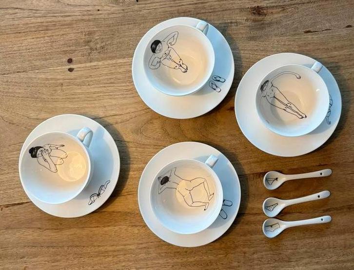 Polspotten Undressed Kop en Schotel Set, Huis en Inrichting, Keuken | Servies, Zo goed als nieuw, Kop(pen) en/of Schotel(s), Overige stijlen