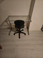 glazen bureau met bureaustoel in goede staat, Ophalen, Gebruikt, Bureau