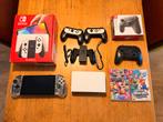 Nintendo Switch OLED + Games & Pro Controller, Spelcomputers en Games, Racen en Vliegen, Eén computer, Ophalen of Verzenden, Zo goed als nieuw
