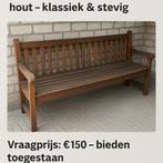Massieve teakhouten tuinbank - klassiek & stevig - 3 zits, Tuin en Terras, Tuinbanken, Ophalen, Gebruikt, Wicker