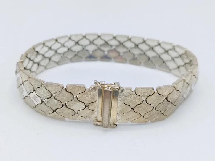 Vintage zilveren armband met bloemmotief, 19,5 cm, Sieraden, Tassen en Uiterlijk, Armbanden, Gebruikt, Zilver, Zilver, Verzenden