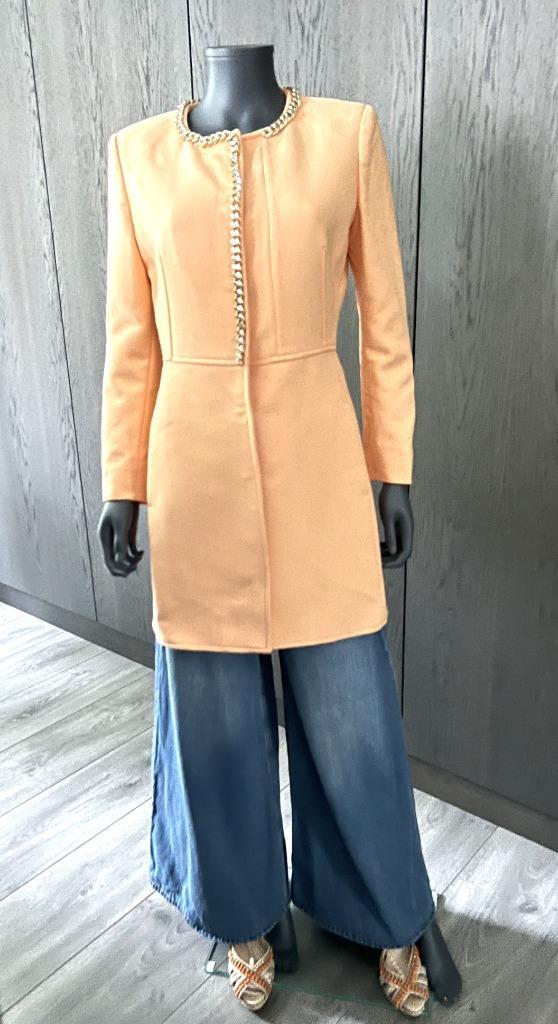 Nieuw! ELISABETTA FRANCHI - abrikoos manteltje - 34 (XS), Kleding | Dames, Jassen | Winter, Nieuw, Maat 34 (XS) of kleiner, Oranje