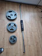60kg gewichten 30mm en rechte stang 180cm, Sport en Fitness, Fitnessmaterialen, Ophalen, Zo goed als nieuw, Halterstangen