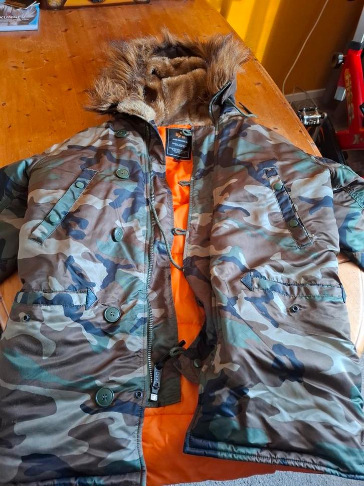 Alpha Industries Camouflage Winterjas, Kleding | Heren, Jassen | Winter, Zo goed als nieuw, Maat 48/50 (M), Groen, Ophalen of Verzenden