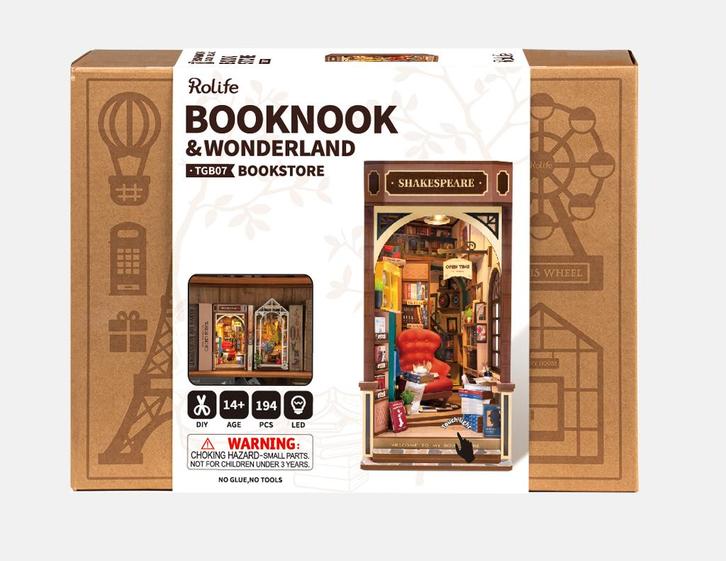 Robotime Book Nook Shakespeare's Bookstore TGB07 Bouwpakket, Hobby en Vrije tijd, Modelbouw | Overige, Nieuw, Groter dan 1:32